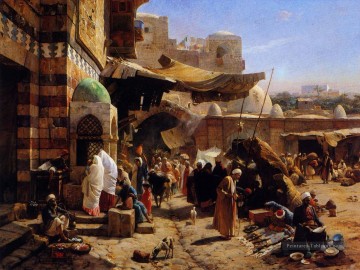 Marché de Jaffa à Jaffa Gustav Bauernfeind Orientalist Peinture à l'huile